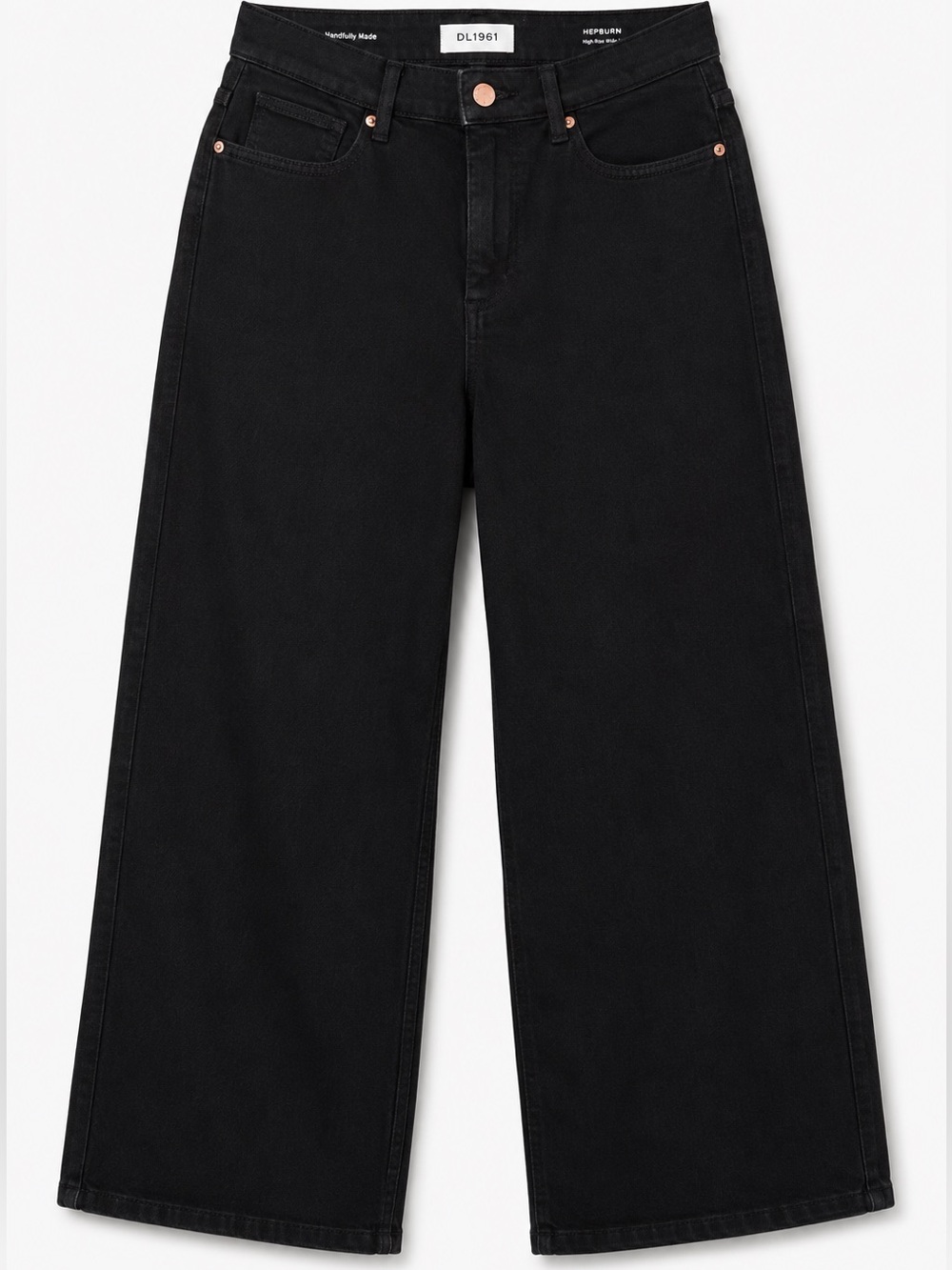 DL1961 Hepburn High Rise Wide Leg Cropped Jeans Black Size 29